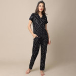 Women Black Printed Night suit